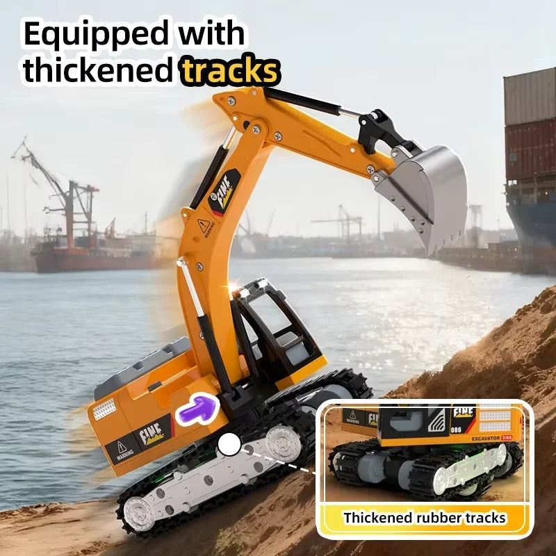1:64  2.4G RC Model Car Remote Control Excavator Dump Truck Forklift Alloy Plastic Simulation Construction Vehicle Toy For Kid