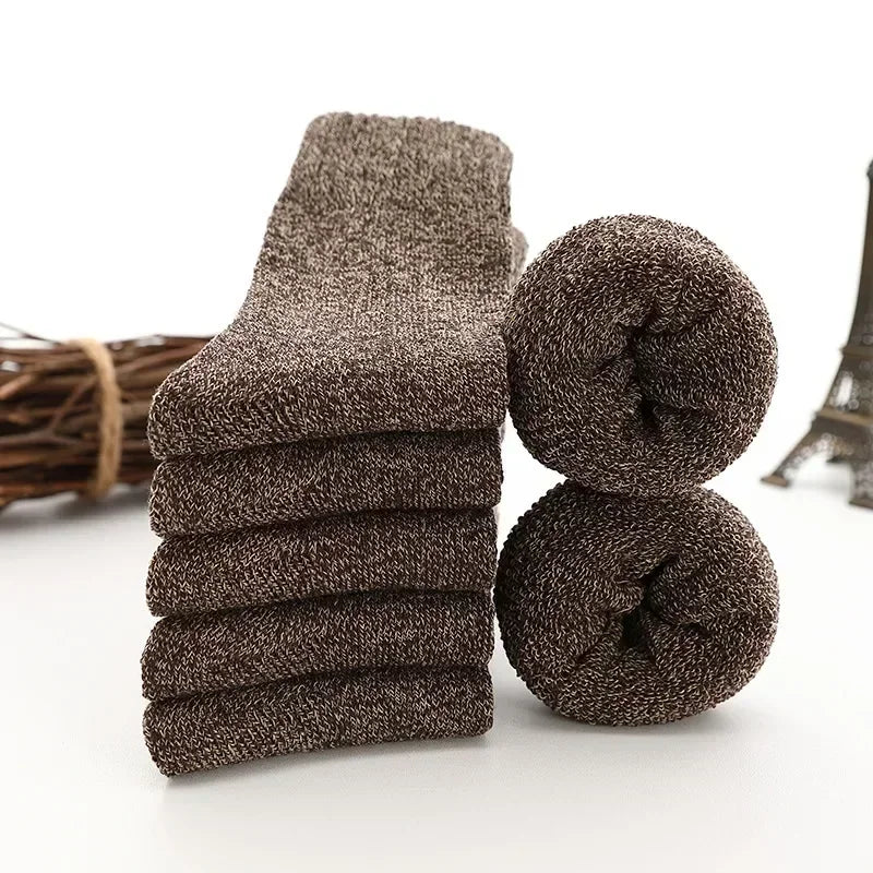 5pairs Winter Merino Wool Socks for Men Super Thick Warm High Quality Harajuku Retro Snow Casual Antifreeze Cashmere Socks Men