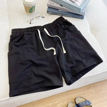 Summer Drawstring Multi-pocket Gym Baggy Shorts Men's Breathable Sports Fitness Y2K Bermudas High Street Casual Short Pants