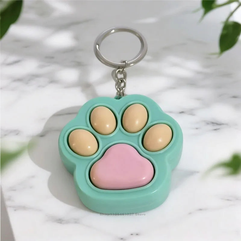 New Cat Kawaii Claw Pop It Fidget Toy Keychain Color Matching Push Bubble Anti-anxiety Squeeze Pendant Portable Mini Sensory Toy