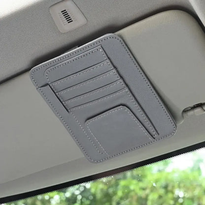 Car Sun Visor Organizer Multi-Pocket Business Card Storage Management Sunglasses Holder Visor Accessories Auto Interior