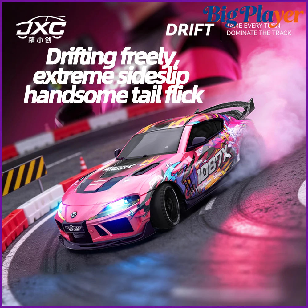 JXC 1:43 Mini 4WD RC Drift Car Supra SP4301 2.4GHz Remote Control with Gyroscope Adjustable Speed Cool LED Light Toy Gift