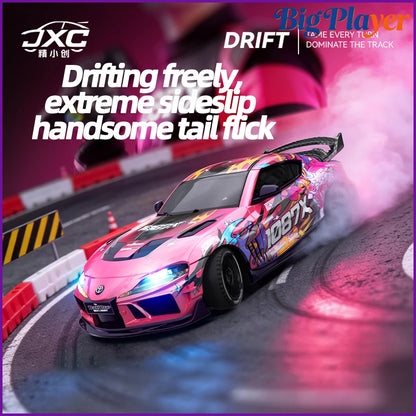 JXC 1:43 Mini 4WD RC Drift Car Supra SP4301 2.4GHz Remote Control with Gyroscope Adjustable Speed Cool LED Light Toy Gift
