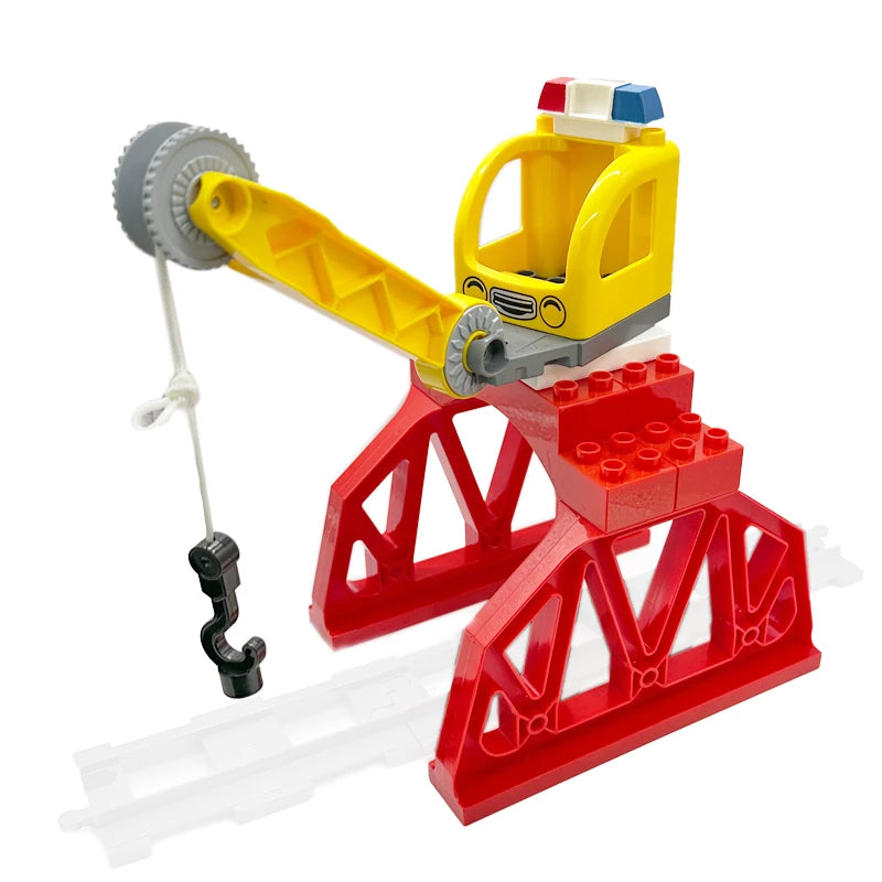 Big Size Building Blocks Train Railway Transport Set Track Parts Electric Locomotive DIY Assemble Interaction Toys For Children