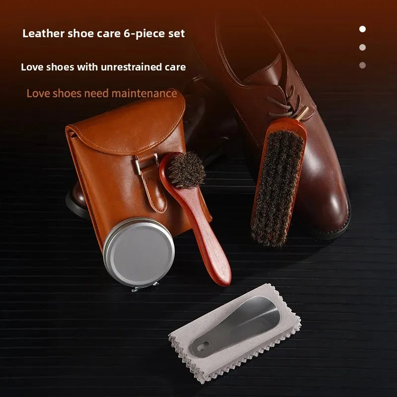 Double Horse Hair Brush Shoe Care Kit Cleaning Dust Removal Polishing Leather Shoes Cleaning Tool Set Quality Horse Hair Brushes