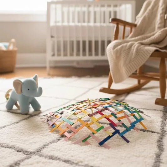 100 PCS Rainbow Wooden Stacking Blocks Montessori Thin Planks Building Toy Educational Sensory Play Toys for Toddlers Kids