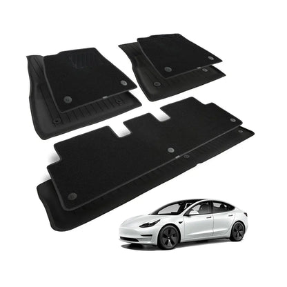 Floor Mats for Tesla Model 3 Highland Model Y Customized Double Layer Anti-Slip and All-Weather Protection - Full Set of 3