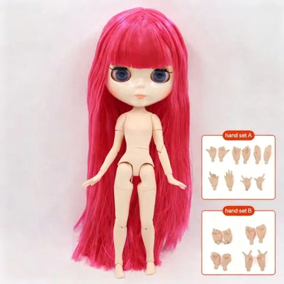 ICY DBS Blyth doll 1/6 BJD Customized nude joint body with white skin, glossy face,blue background is matte face girl gift, toy
