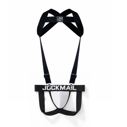 JOCKMAIL Body Harness Adjustable Elastic Strap Detachable Split-type Give Away Sexy Mesh Men Underwear Jockstrap Black Sets