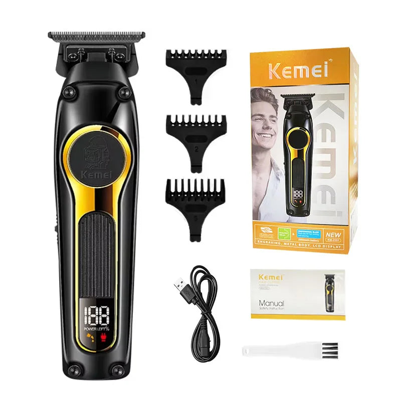 Kemei Rechargeable Hair Clippers kit Professional DLC Blade Electric Trimmer Men Barber Cordless Shaver KM-2242 KM-2351 KM-3209
