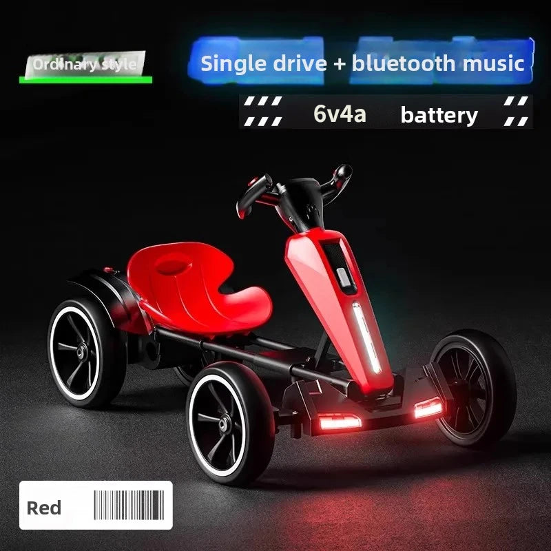 N‌ew Foldable Portable Kids Electric Go-Kart with 390 Motor Cool LED Lights No Assembly Outdoor Off-Road Toy Car for Boys/Girls