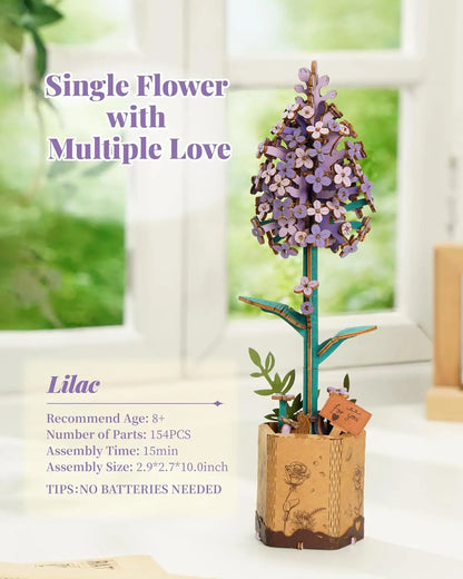 ROKR 3D Wooden Puzzle Flowers Bouquet Wooden Bloom Craft Model Kits Eternal Flowers Romantic Gift for Birthday Mother's Day