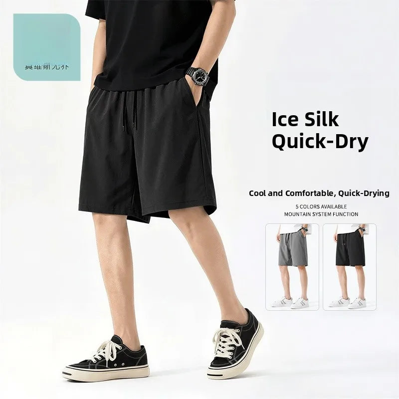 Jeanswest Life Men's Ice Silk Shorts Summer Loose Large Size Quick Dry Five-Quarter Length Casual Sporty Trousers