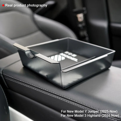 Interior Storage Organizer Fits Tesla Model Y Juniper 2026 Model YL Translucent ABS Console Box 2/4/6PCS Custom-fit Silicone Mat