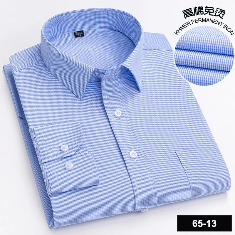 Men's High-quality Fashion Casual Print Plaid Stripe Long Sleeve Shirts Single Pocket Comfort Fit Business Formal Office Blouses
