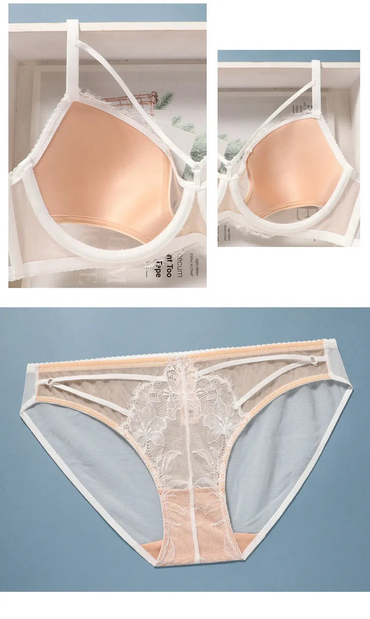 Hot Sale French Lace Bra Soft Underwire High Support Push Up Anti Sagging Sexy Nude Back Stylish Bra Size S-XL 32-38 Hot Search