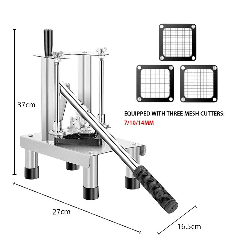 Manual Fries Machine Commercial Vegetable Fruit Meat Chopper Dicer Cutting Machine Stainless Steel Potato Cutter Vertical Dicer