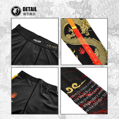 VSZAP Jiu-Jitsu Boxing Fighting Martial Arts Sports Skinny Trousers Men's Casual Dragon Pattern Quick-Drying Suit