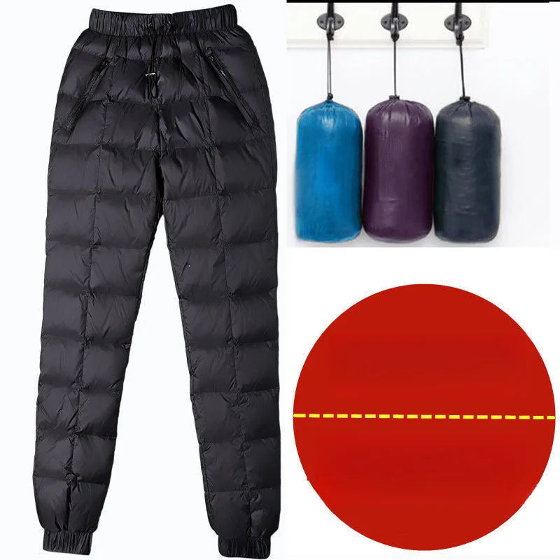Couple White Duck Down Pants Waterproof Winter Windproof Outdoor Sports Cycling Snow Sports, Hiking, Camping, Fishing warm pant