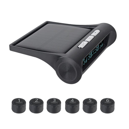 Solar Power TMPS LCD Display With 6 External Sensors For Truck Bus Car Tire Pressure Monitoring LCD Security Alarm