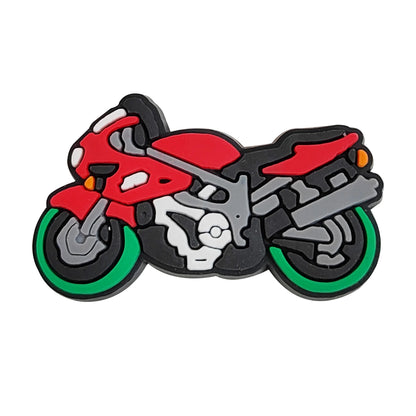 1-12PCS Cartoon Motorcycle Helmet PVC Shoe Charms Design Man Pins Accessories Funny Garden Shoes Buckle Decoration Unisex Gift