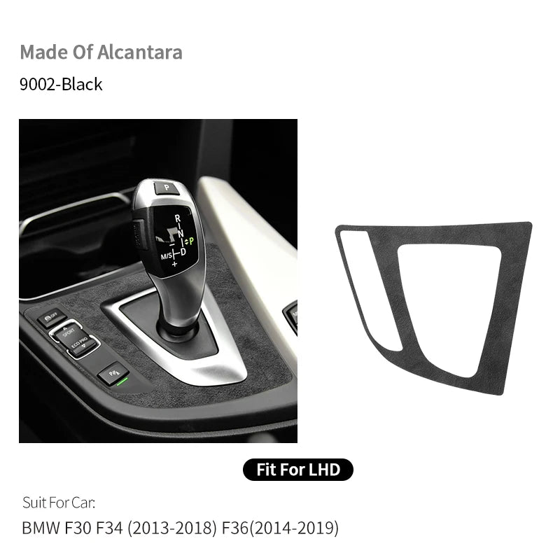 For BMW F30 F34 F36 Gear Shift Control Panel Trim Frame Decorative Sticker Made of Alcantara Car Interior Tuning Accessories