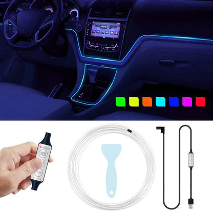 22 Modes 20 Colors 1-5M Car USB RGB LED Light Strip Interior Ambient Light Hand Control Invisible Fiber Optic Atmosphere Lamp