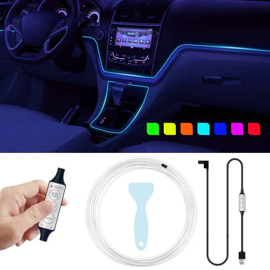 22 Modes 20 Colors 1-5M Car USB RGB LED Light Strip Interior Ambient Light Hand Control Invisible Fiber Optic Atmosphere Lamp