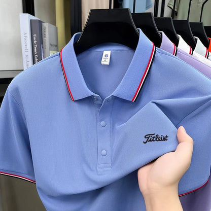 Luxury Men's Polo Shirt Summer Quick-dry Cooling Breathable Short Sleeve Versatile Business Golf Fashion Premium Embroider Tee