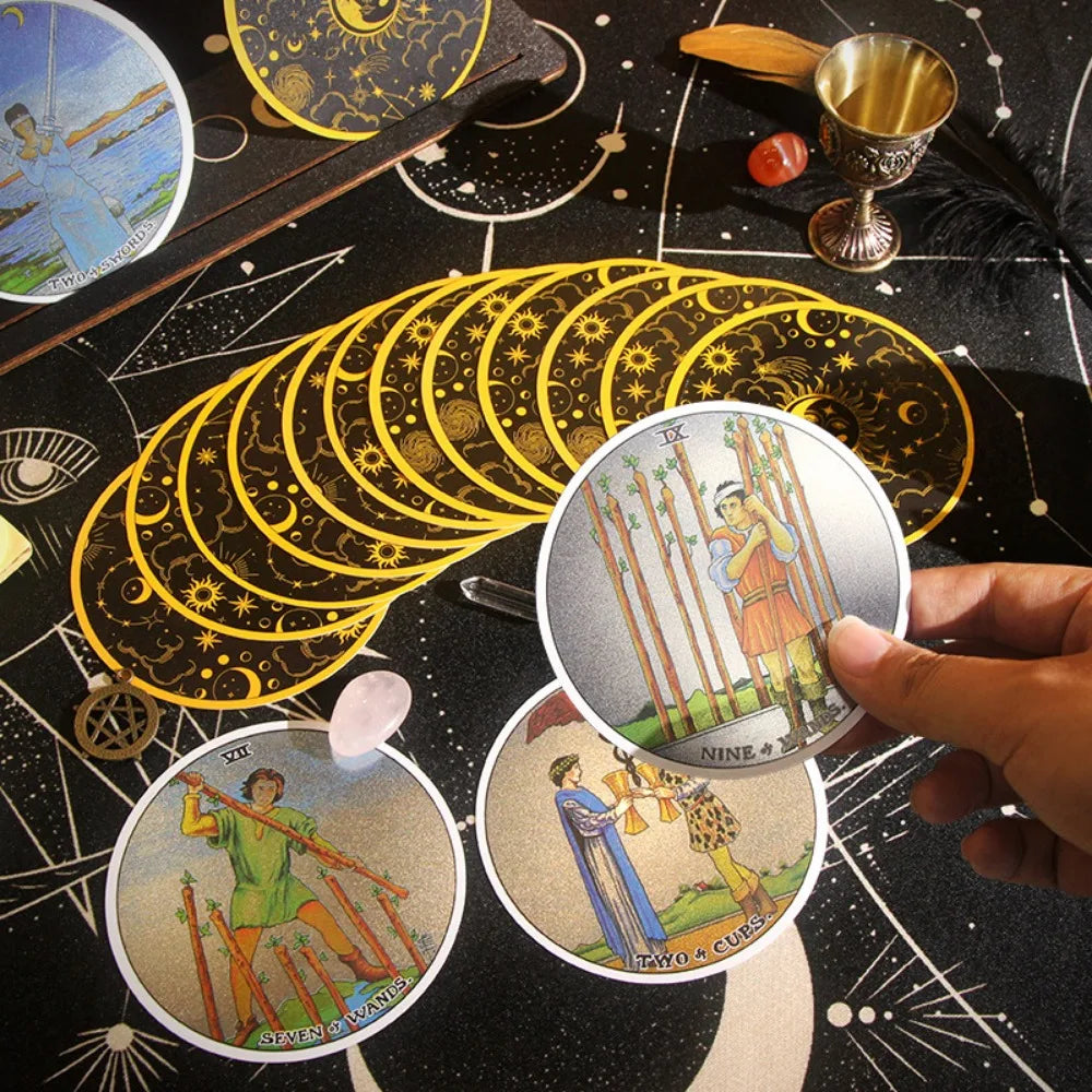 PVC Classic Learning of Plastic Circular Card Deck 10x10 Cm Tarot Games Waterproof 78 Pcs Cards