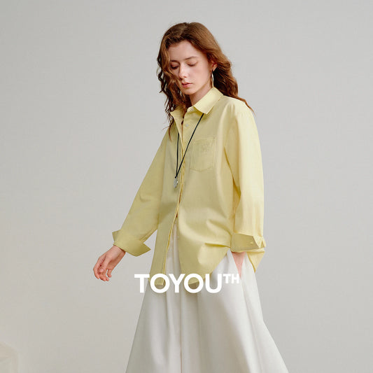 TOYOUTH Women Easy Morning Lazy Shirts 2026 Spring New Wrinkle-Resistant Low-Maintenance Light Spring Cotton Blouses
