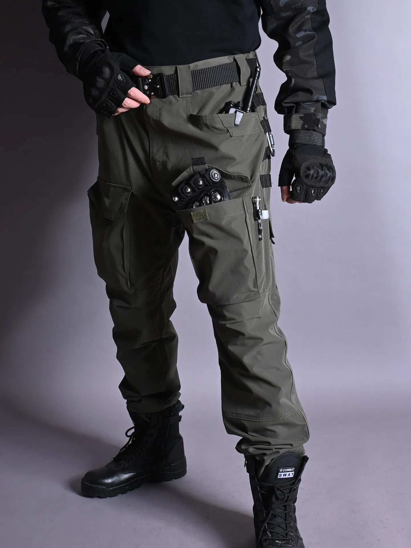 Black American Style Outdoor Training Pants Quick Dry Tactical Multi Pocket Men's Waterproof Wear Resistant Cargo Pants