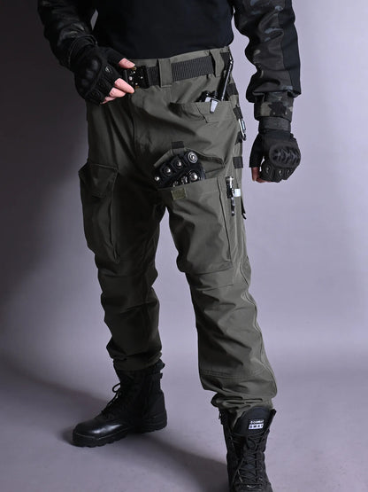 Black American Style Outdoor Training Pants Quick Dry Tactical Multi Pocket Men's Waterproof Wear Resistant Cargo Pants