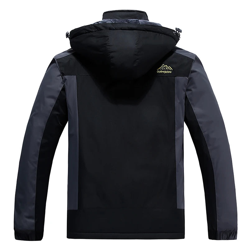Warm Jacket Men's Plus Size L-9XL Winter Plus Velvet Thickened Cold-proof Outdoor Red Black Blue Hooded Mountaineering Suit