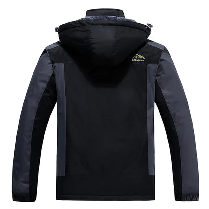 Warm Jacket Men's Plus Size L-9XL Winter Plus Velvet Thickened Cold-proof Outdoor Red Black Blue Hooded Mountaineering Suit