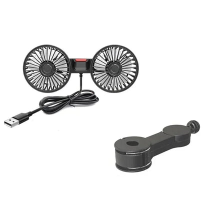 3-speed Car Seat Back Cooling Fan USB Charge Dual Head Fan 360 Degree Rotation Neck Cooler for Summer Car Accessories