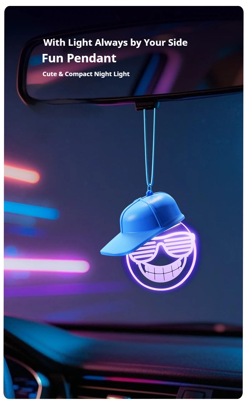 Creative Retro Car Pendant, Luminous Light Bulb Hanging Decoration, High-end Auto Atmosphere Light, Rearview Mirror Decor