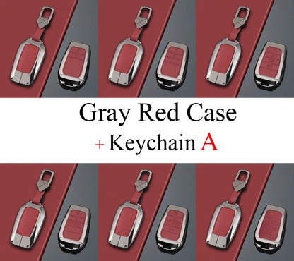 Zinc Alloy + PU Leather Car Key Case Cover For 2019-2025 Land Cruiser Highlander Camry Sienna Venza Hilux Fortuner Corolla Prius