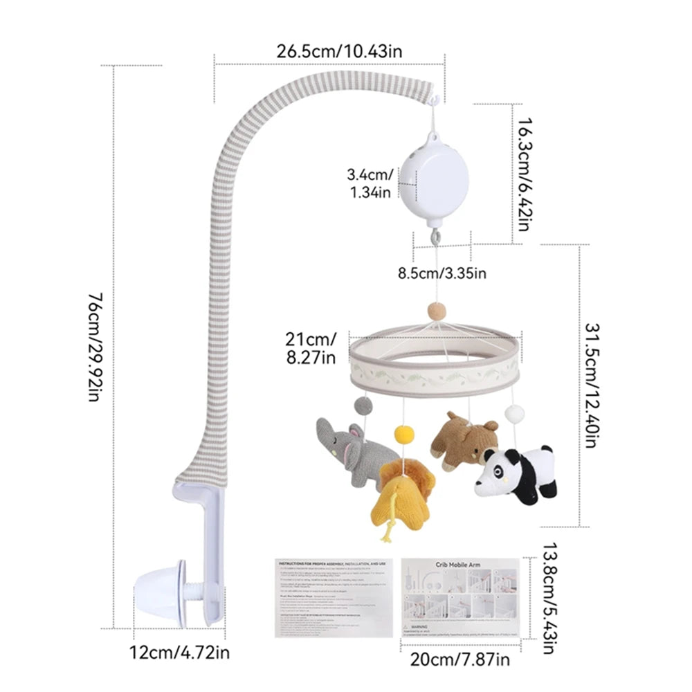 Baby Wooden Crib Mobile Bed Bell Hanging Rattle Toy Newborn Music Box Bed Bell Hanging Toys Holder Bracket Infant Crib Baby Gift