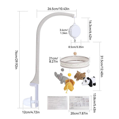 Baby Wooden Crib Mobile Bed Bell Hanging Rattle Toy Newborn Music Box Bed Bell Hanging Toys Holder Bracket Infant Crib Baby Gift