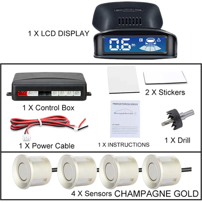 Front Rear Parking Sensor Kit 8 Probe Auto Blind Spot Radar LCD Monitor 12V Parktronic Reverse Backup Assist System