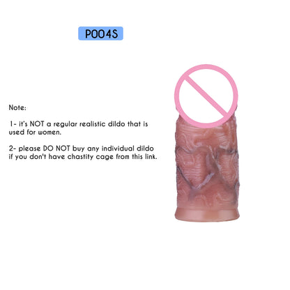 FRRK NO-More-Negative Flat Chastity Cage Attached with Silicone Skin Realistic Dildo For Men Penis Decoration BDSM Sex Products