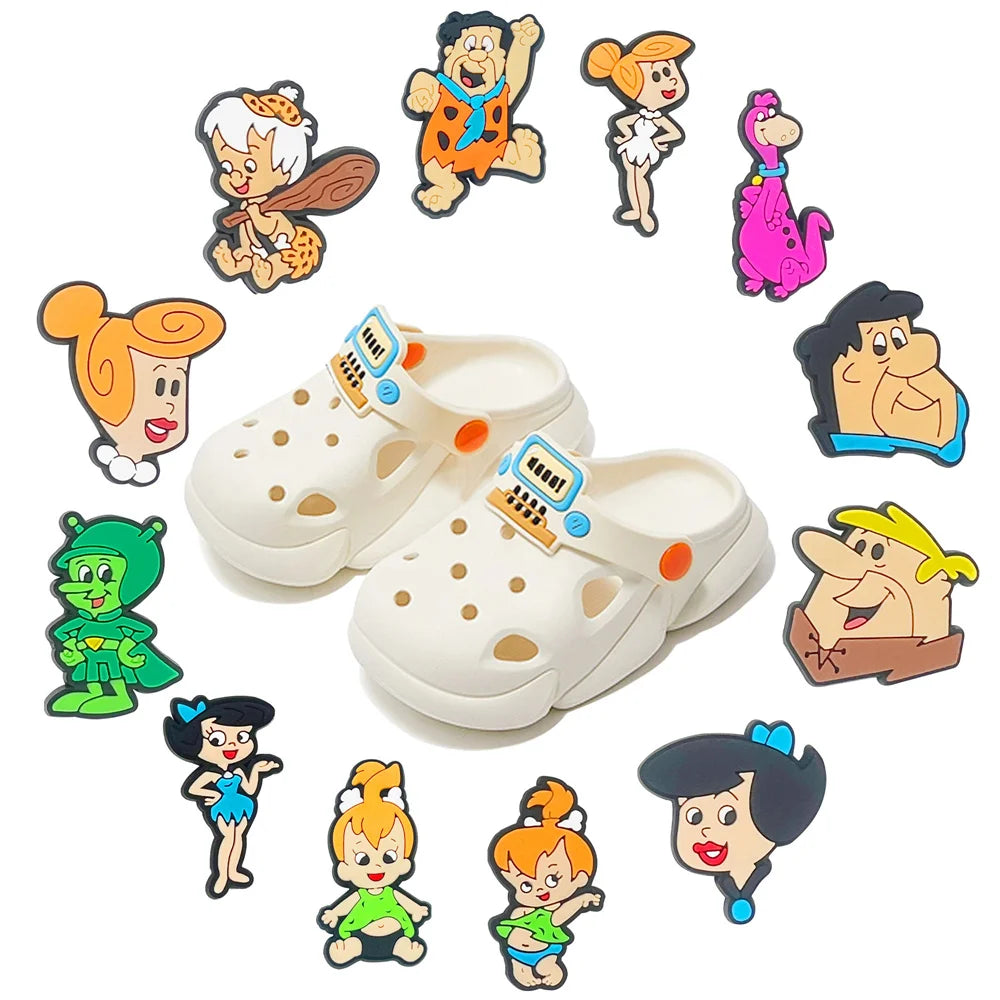 12-100Pcs Primitive Man Cartoon Shoe Charms For Slides Clog Sandals Shoes Decorations Accessories For Christmas Birthday Gifts