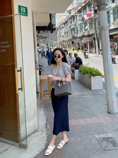 Unique Folded Design Sleeveless Top Set for Small Women Elegant Suitable Travel Wear Polyester Summer T-Shirt round Neck High...