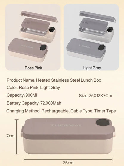 Portable self-heating lunch box Heated lunch box 304 stainless steel USB plug-in electric lunch heater