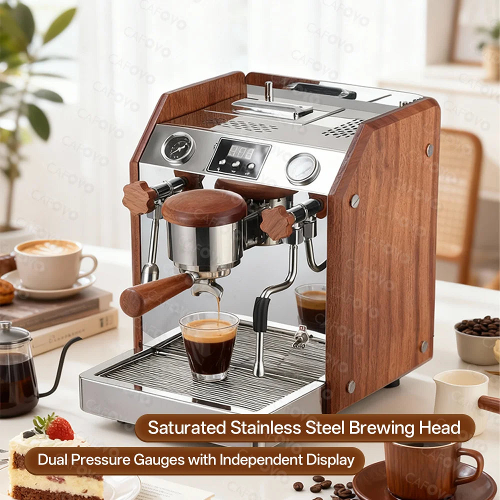 CAFOVO E110 9Bar Commercial Espresso Machine Dual Boiler Rotary Pump PID Control for Café Built-in flow Meter 220V 110V