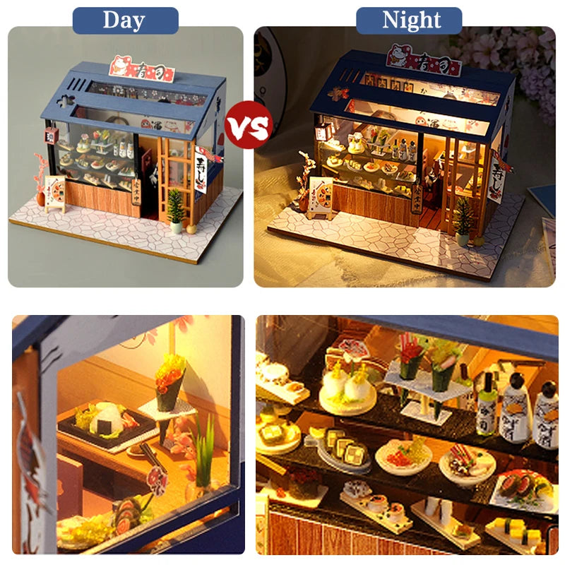 Wooden 3D Puzzles Mini Doll House DIY Small House Kits Assembly Model Building Room Bedroom With Furniture Dollhouse Xmas Gifts