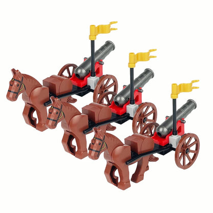 MOC Medieval Military Carriage Carriage Chariot Knight Transport Carriage Weapons Figures Vegetable Wood Bricks Children's Toys