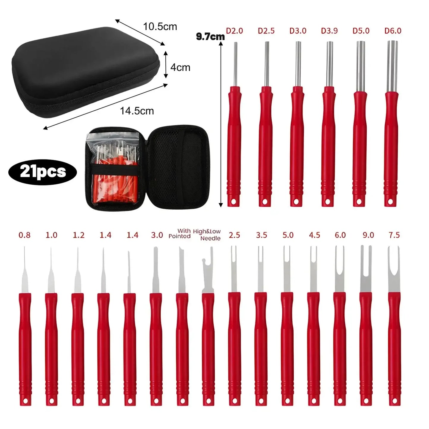 Red Terminal Removal Tool Kit Electrical Connector Pin Removal Auto Automatic Transmission Cable Plug Removal Tool Accessories