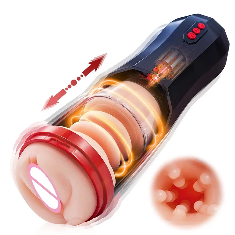 Fully Automatic Retractable Male Masturbator Pocket Pussy Vaginal Anal Vibrator Aircraft Cup Adult Sex Toys For Men